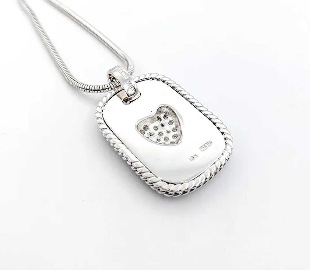 Diamond Cassis Dog Tag Pave Heart Pendant In Whit… - image 7