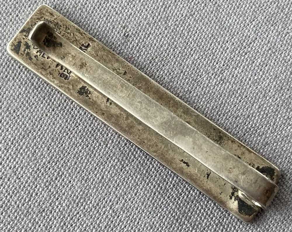 Mexican Sterling & Wood Mid-Century Tie Bar Clasp - image 3