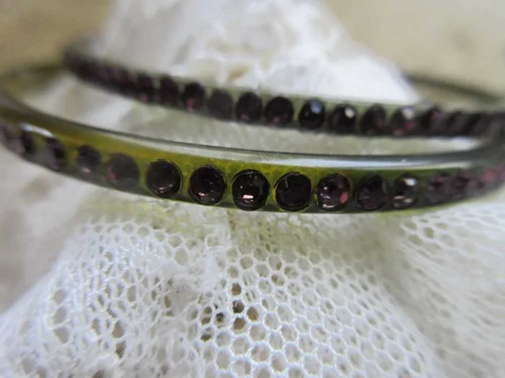 Vintage Deco Celluloid Bangle Bracelets Inset Pas… - image 4