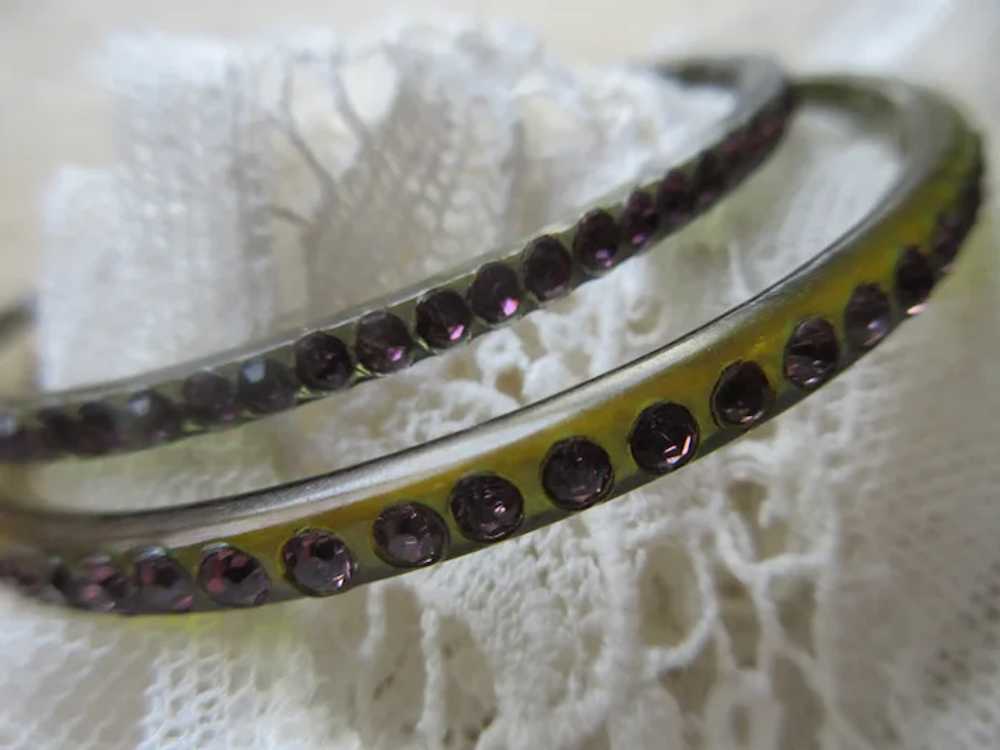 Vintage Deco Celluloid Bangle Bracelets Inset Pas… - image 5