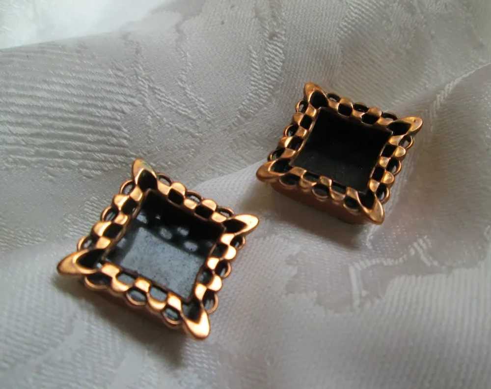 Renoir Ebony Lace Square Boxed Black Enamel Choke… - image 11