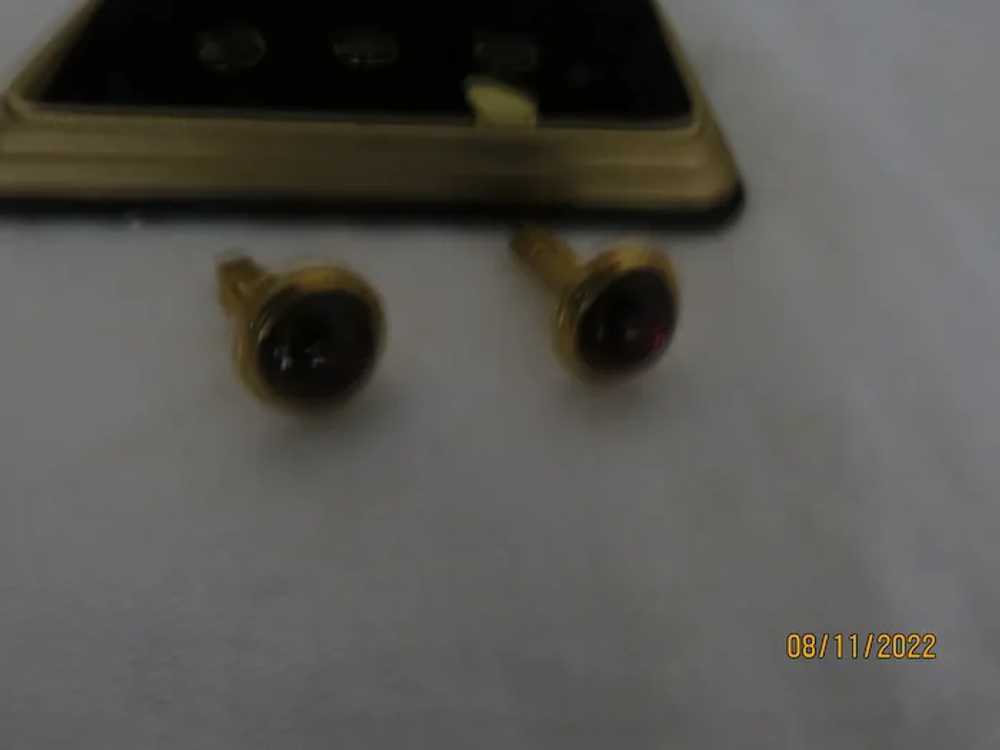 Swank Red Stone Cufflinks and Button Studs in Box… - image 2