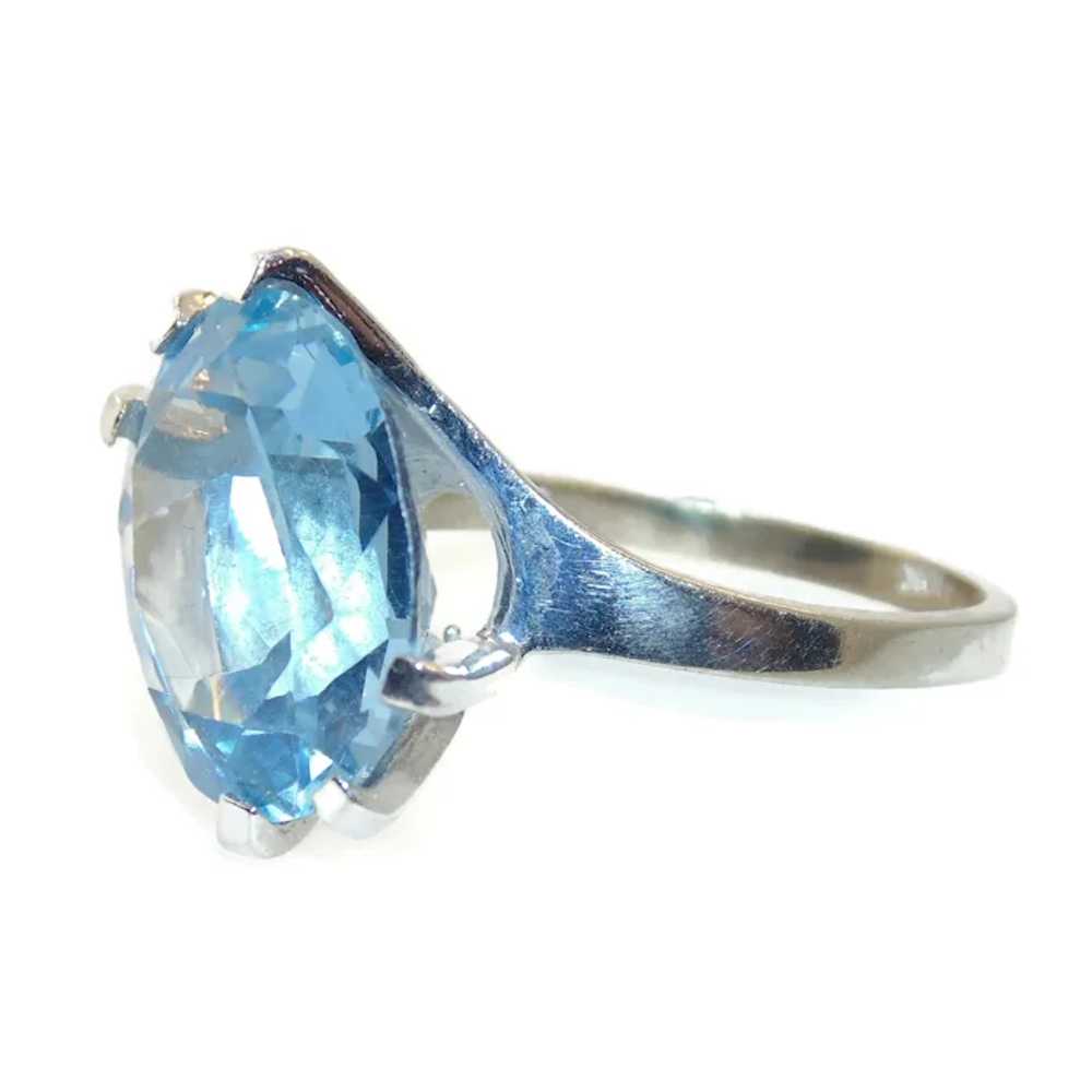 Oval Cut Blue Topaz Ring in 14k White Gold - image 2