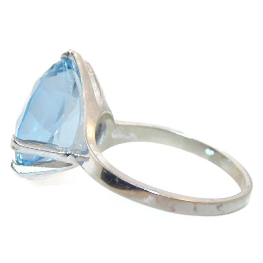 Oval Cut Blue Topaz Ring in 14k White Gold - image 3