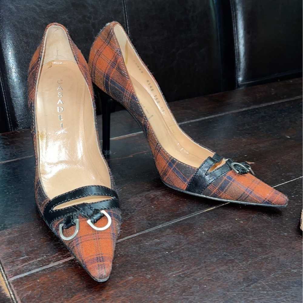 Vintage Casadei Rocker Plaid Pump - image 1