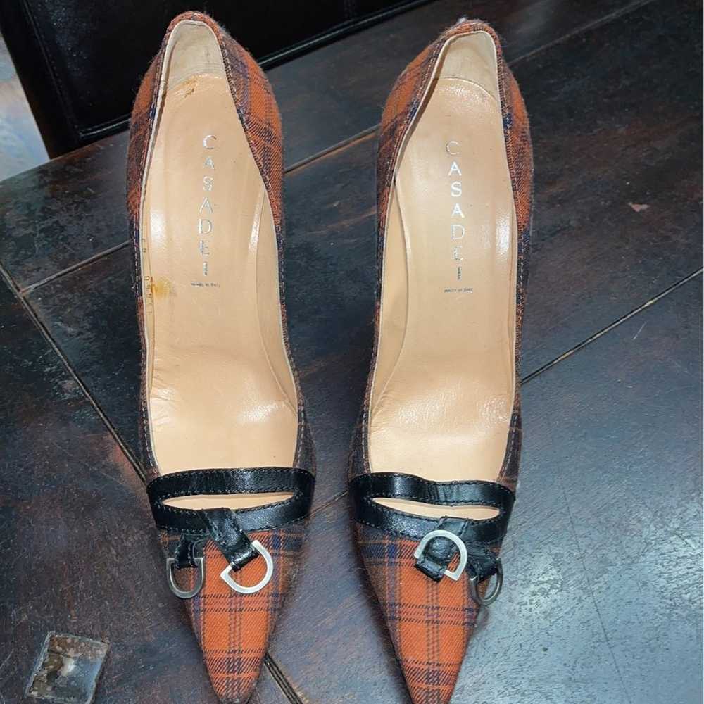 Vintage Casadei Rocker Plaid Pump - image 3