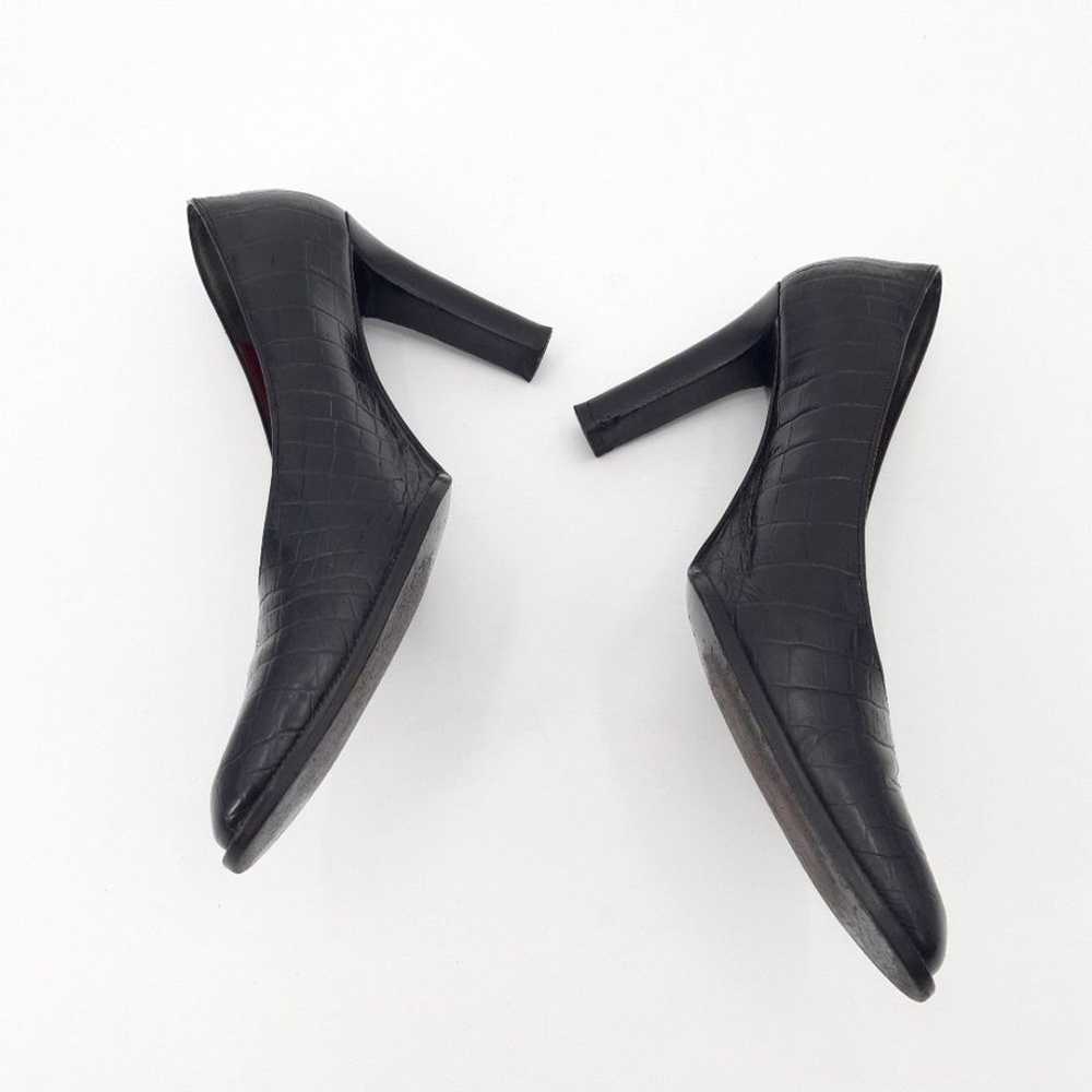 YSL | Vintage Croc Embossed Leather Heels in Black - image 6