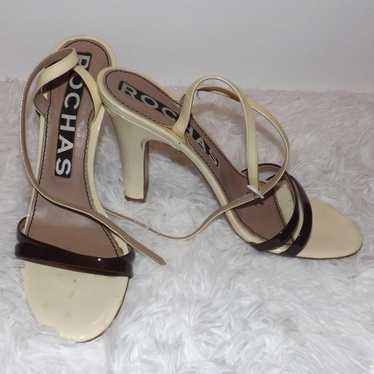 Rochas Brown & White Slingback Sandals 9 US