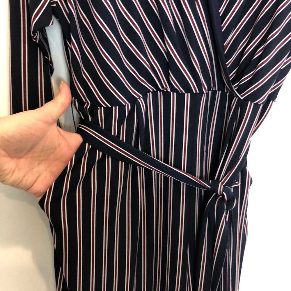 Express - Striped Sash Tie Waist Jumpsuit Navy Re… - image 4