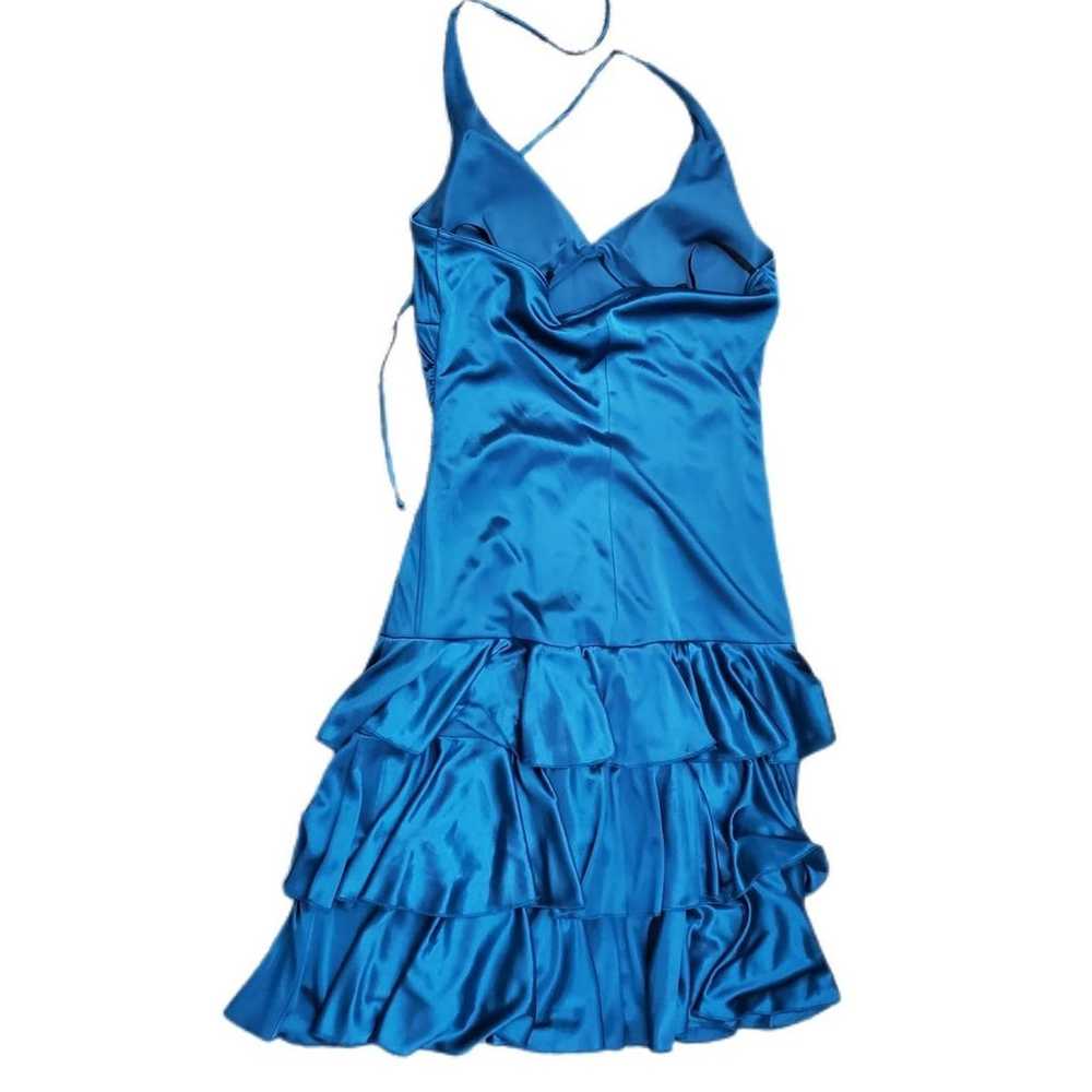 Vintage Blue Iridescent Layered Satin Prom Halter… - image 2