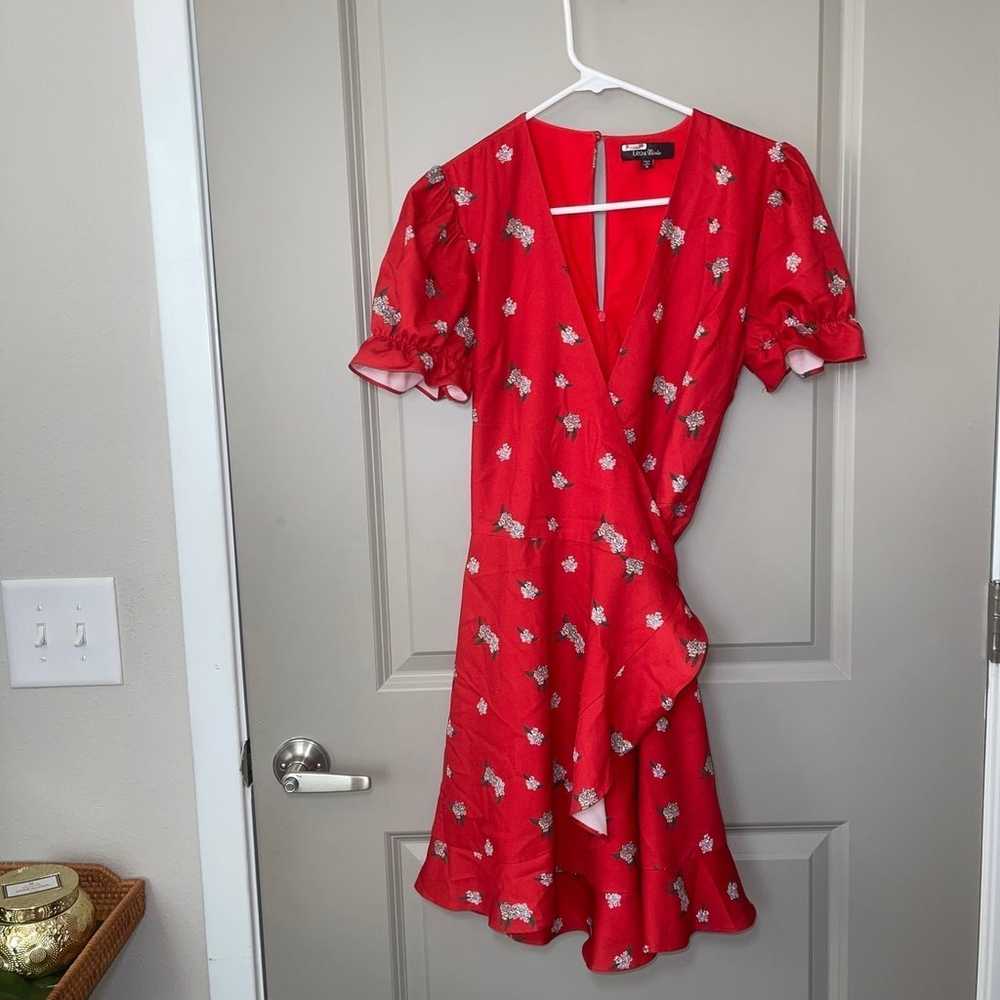 LEA & VIOLA Red Floral Wrap Dress - image 2