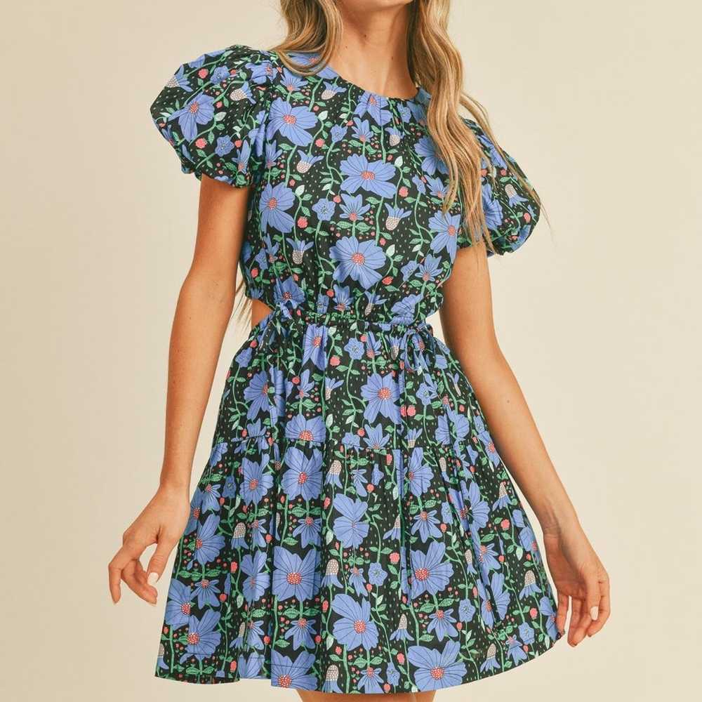 Blue Floral Dress - Small - image 1