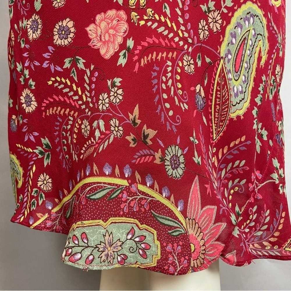 Y2K Dress Bias Cut Floral Paisley Cap Sleeves Flo… - image 11