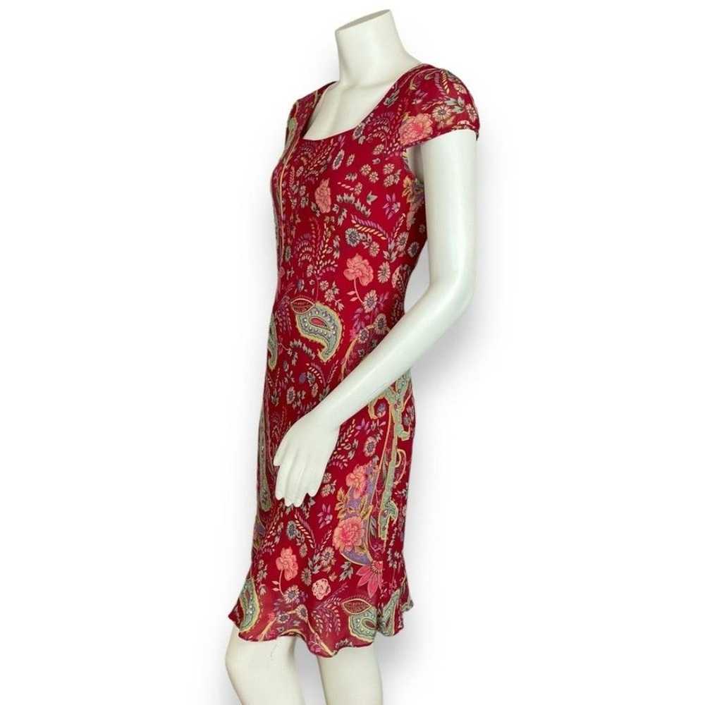 Y2K Dress Bias Cut Floral Paisley Cap Sleeves Flo… - image 2