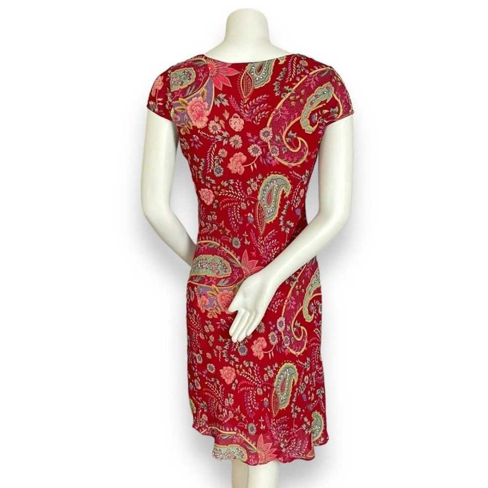 Y2K Dress Bias Cut Floral Paisley Cap Sleeves Flo… - image 3