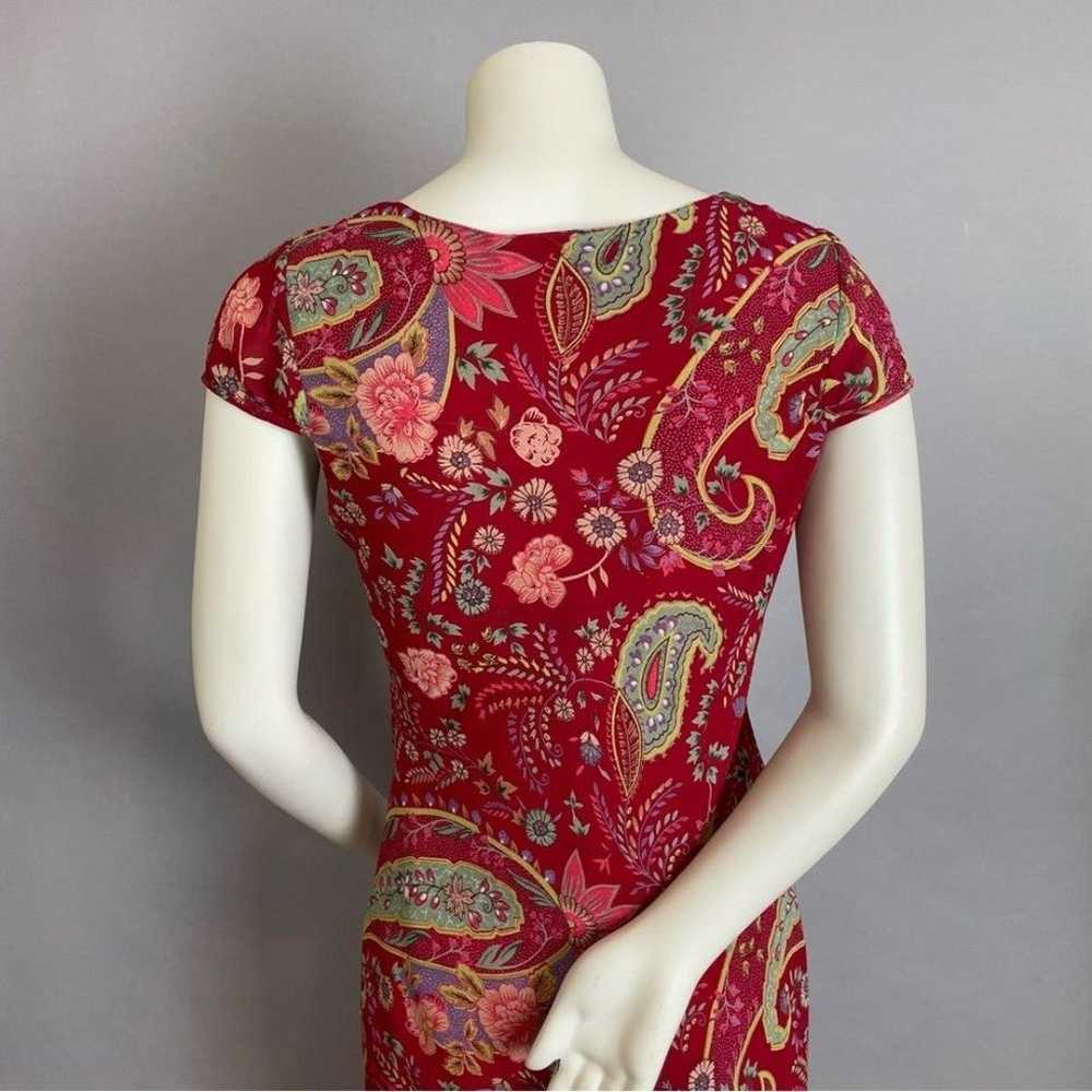 Y2K Dress Bias Cut Floral Paisley Cap Sleeves Flo… - image 5
