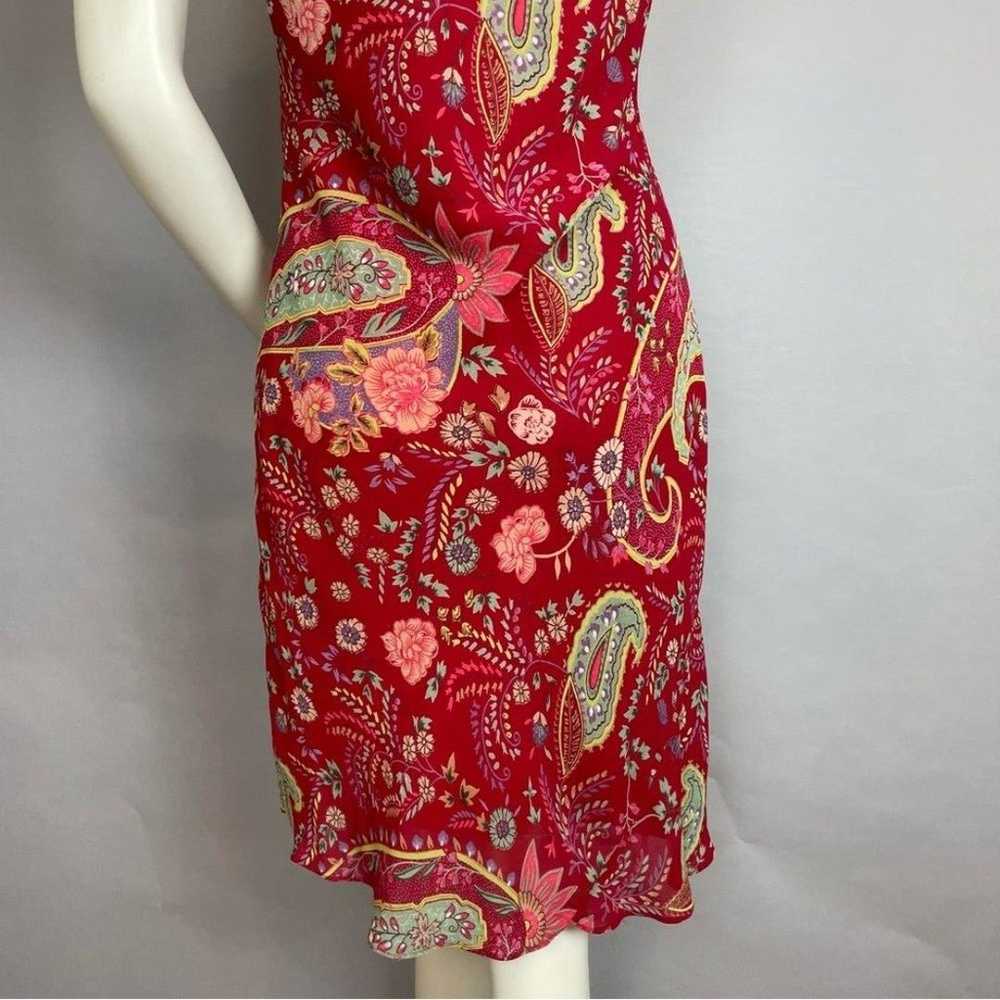 Y2K Dress Bias Cut Floral Paisley Cap Sleeves Flo… - image 7