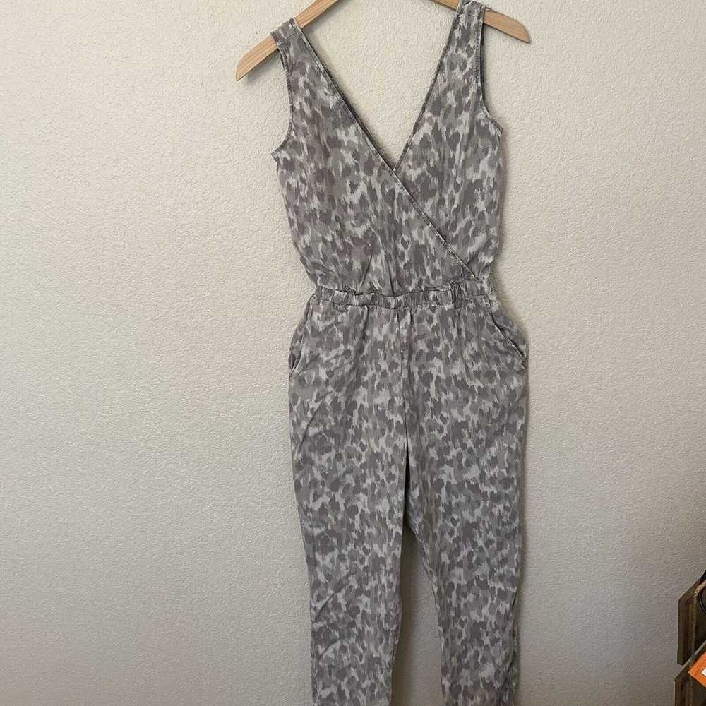 Anthro Sz XS Cloth and Stone Gray Camo Jumpsuit S… - image 1