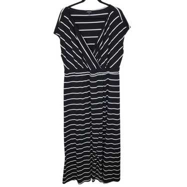 Torrid Dress Faux Wrap Dress Midi Dress Black Whi… - image 1