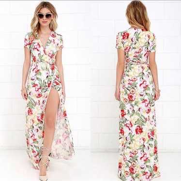 Lulu’s Vine Art Ivory Floral Wrap Maxi Dress  SZ … - image 1