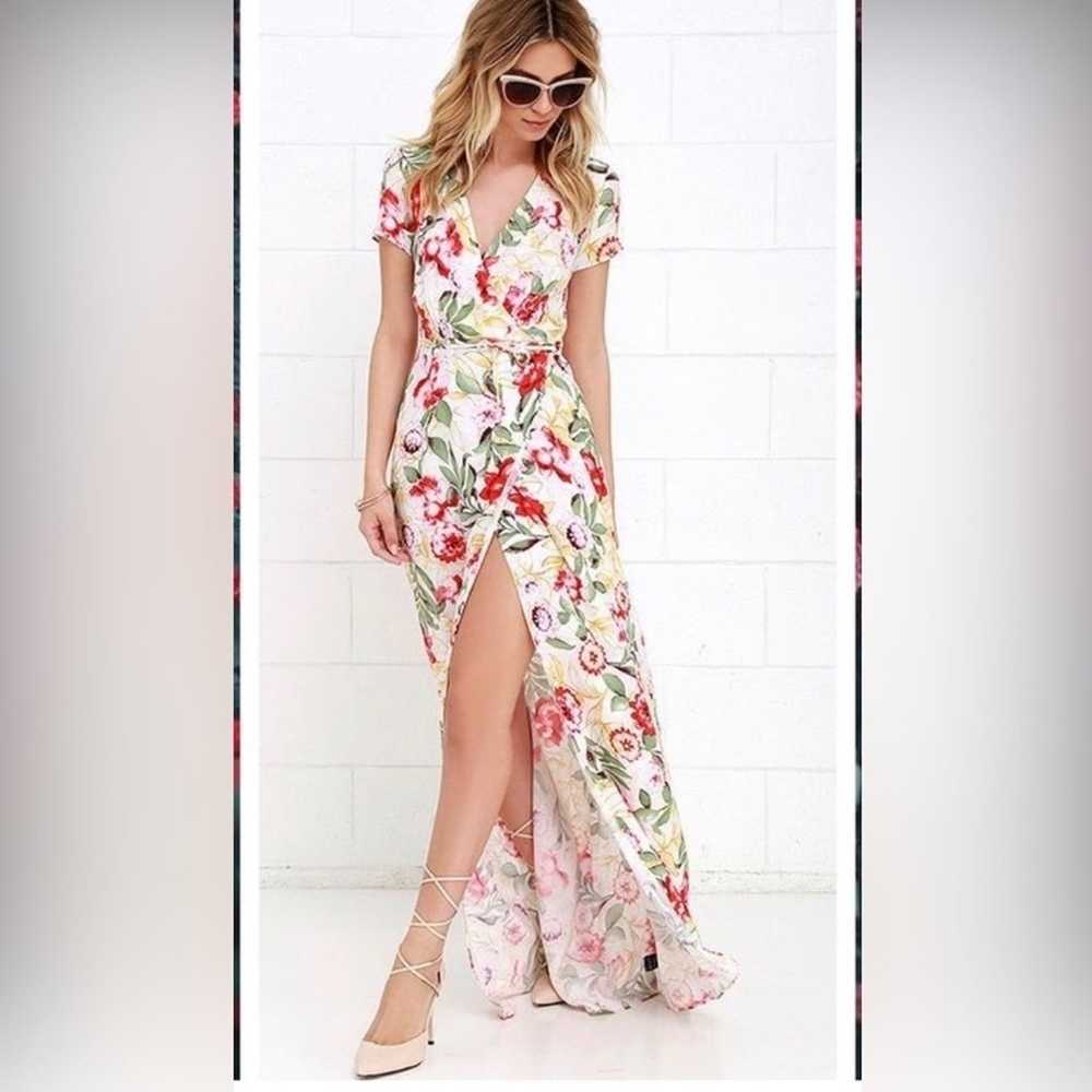 Lulu’s Vine Art Ivory Floral Wrap Maxi Dress  SZ … - image 2