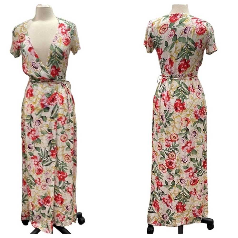 Lulu’s Vine Art Ivory Floral Wrap Maxi Dress  SZ … - image 4