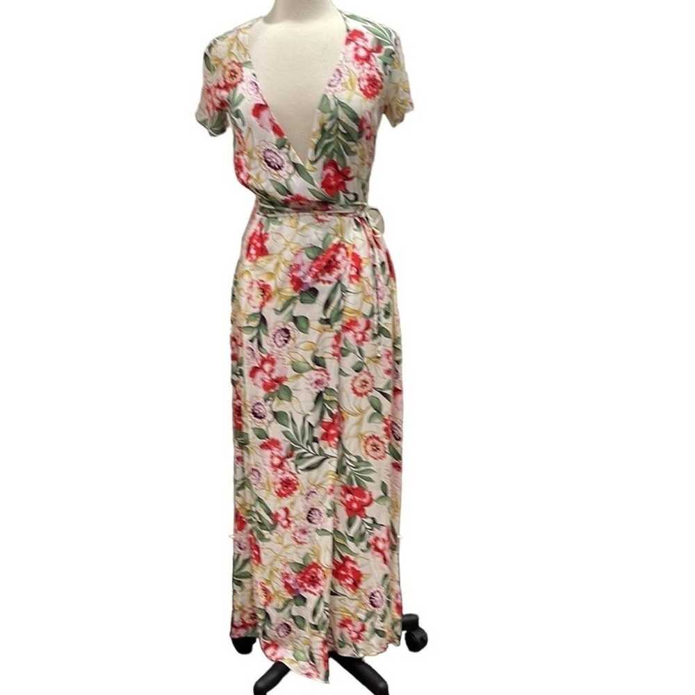 Lulu’s Vine Art Ivory Floral Wrap Maxi Dress  SZ … - image 5