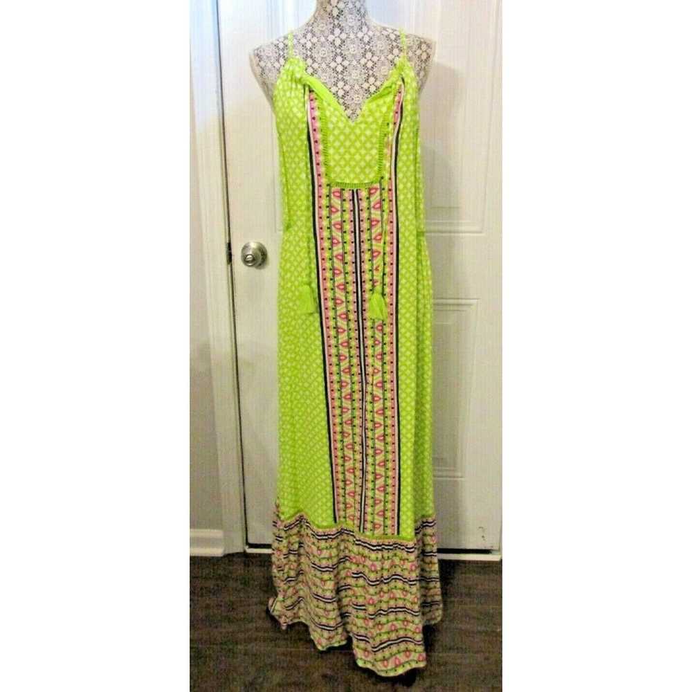Crown & Ivy Green Tribal Print Halter Maxi Dress … - image 6