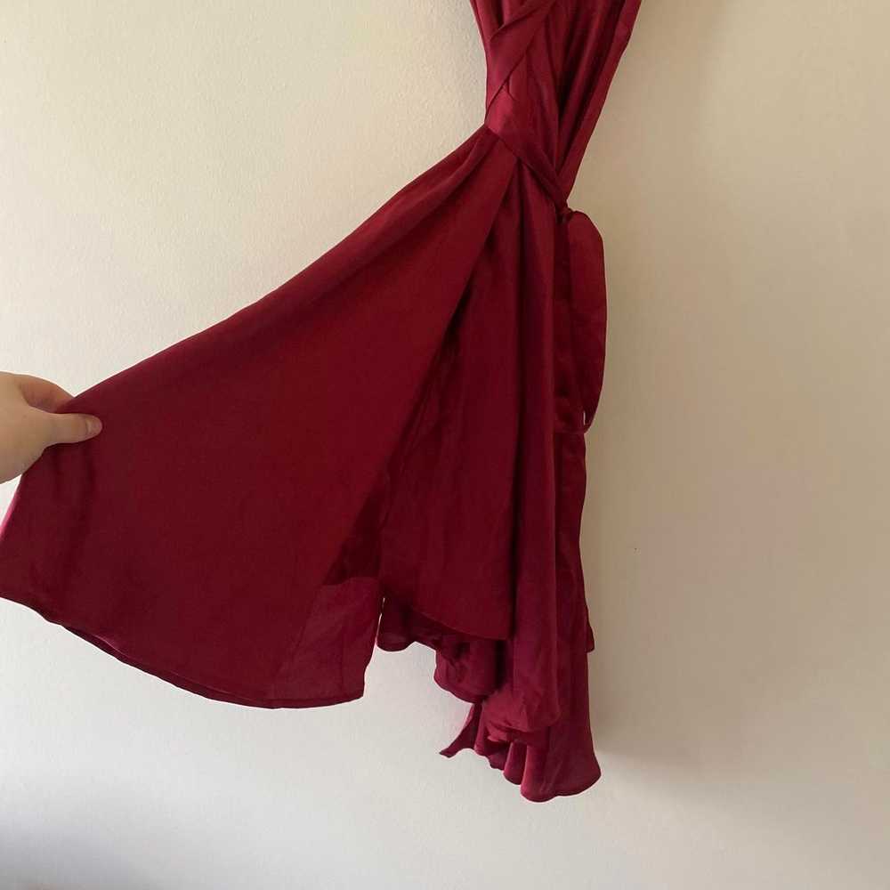 LULUS burgundy satin sleeveless wrap dress - image 6