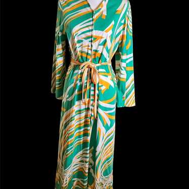 Original 1960’s Brigance Print Maxi Fashion Dress - image 1