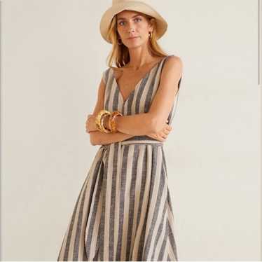 Mango Midi Striped Linen Dress