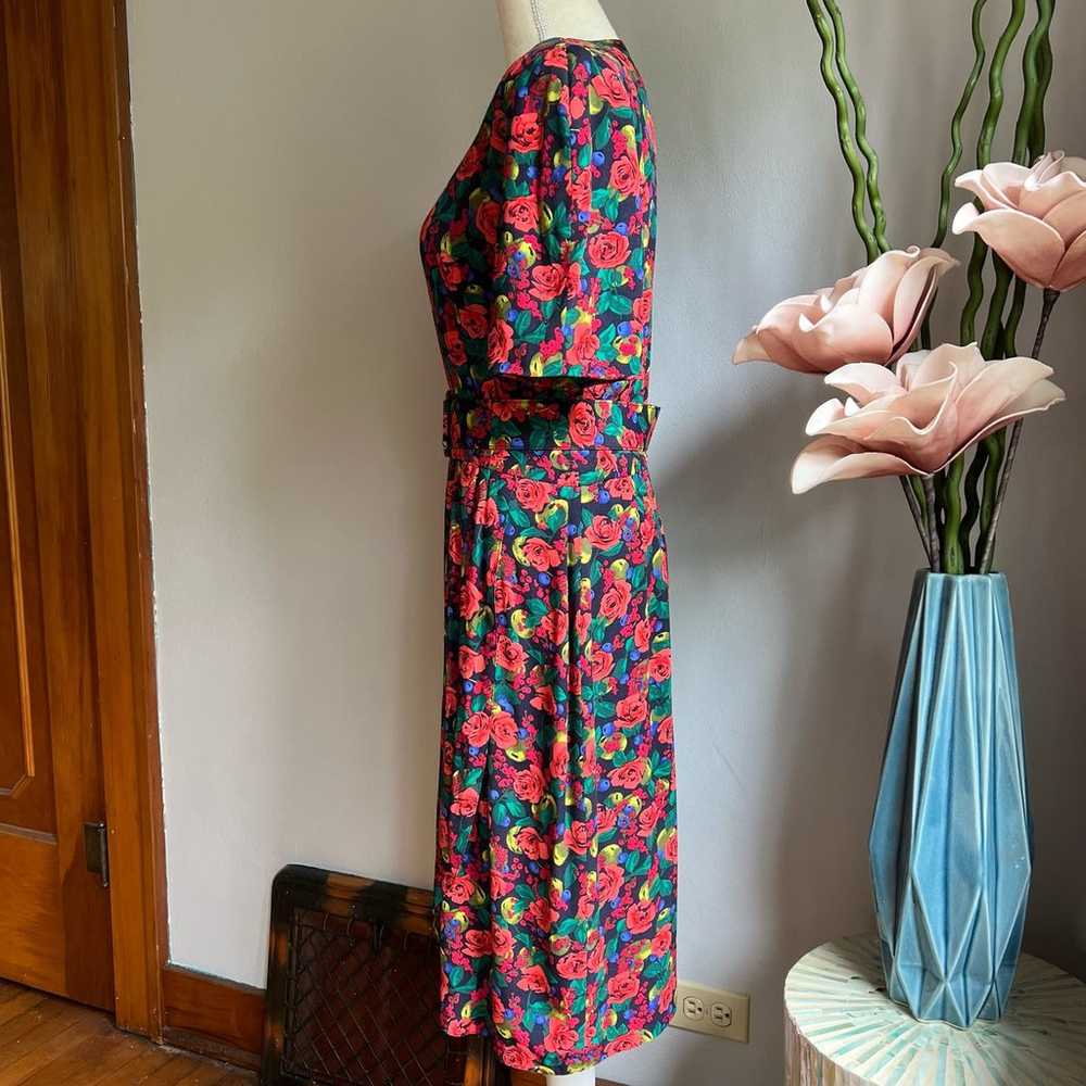 80s Vintage Liz Claiborne A Line Floral Dress Tul… - image 3