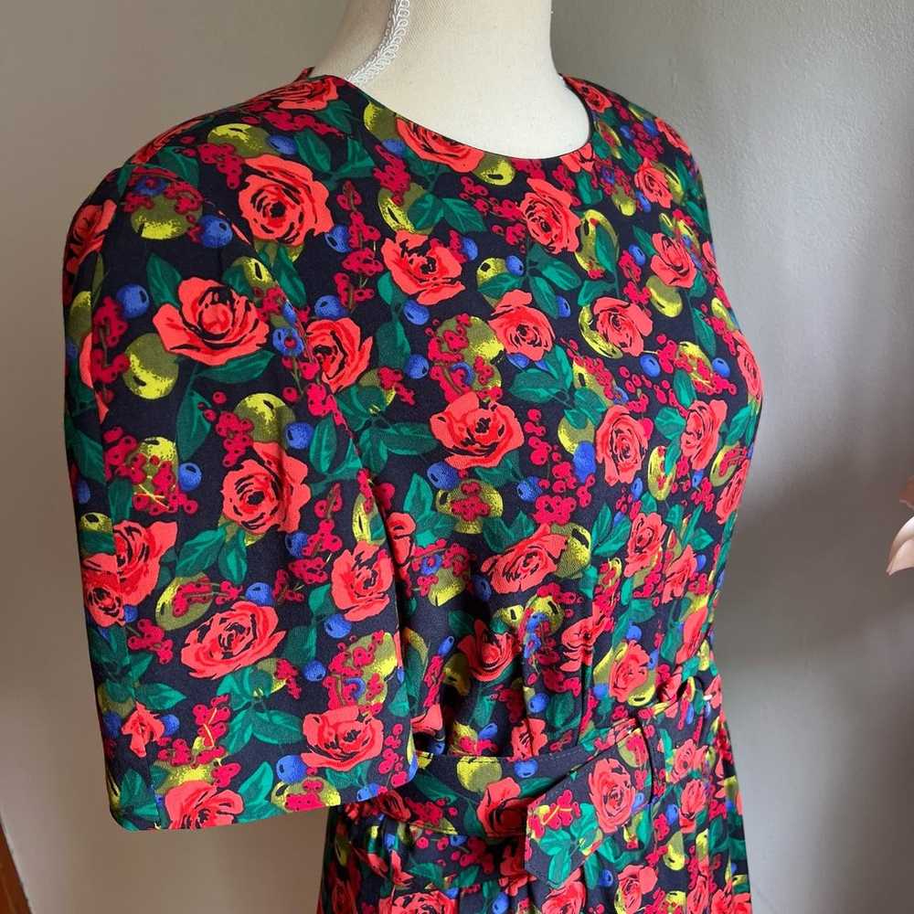 80s Vintage Liz Claiborne A Line Floral Dress Tul… - image 5