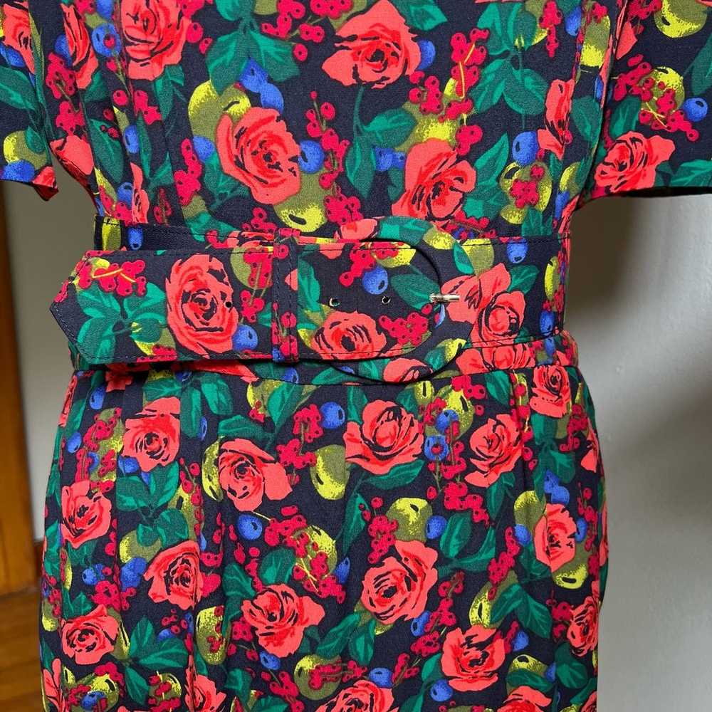 80s Vintage Liz Claiborne A Line Floral Dress Tul… - image 6