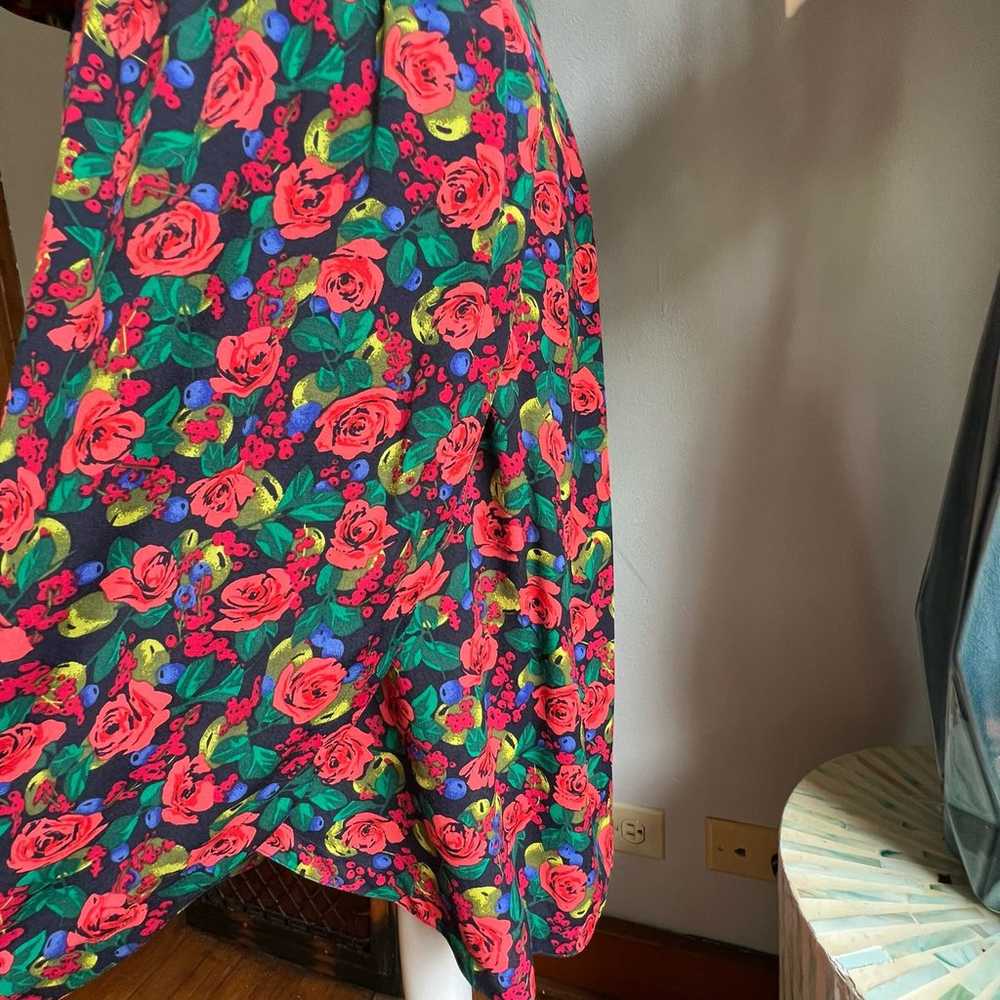 80s Vintage Liz Claiborne A Line Floral Dress Tul… - image 7
