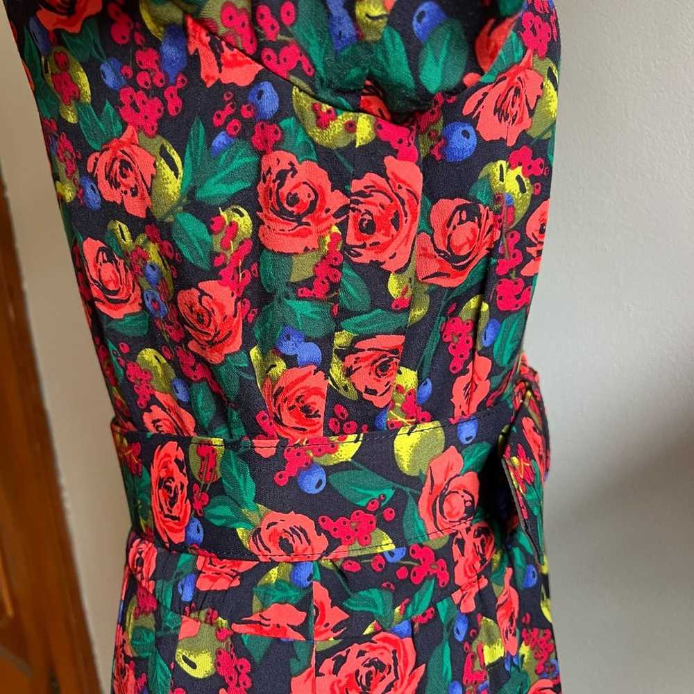 80s Vintage Liz Claiborne A Line Floral Dress Tul… - image 8