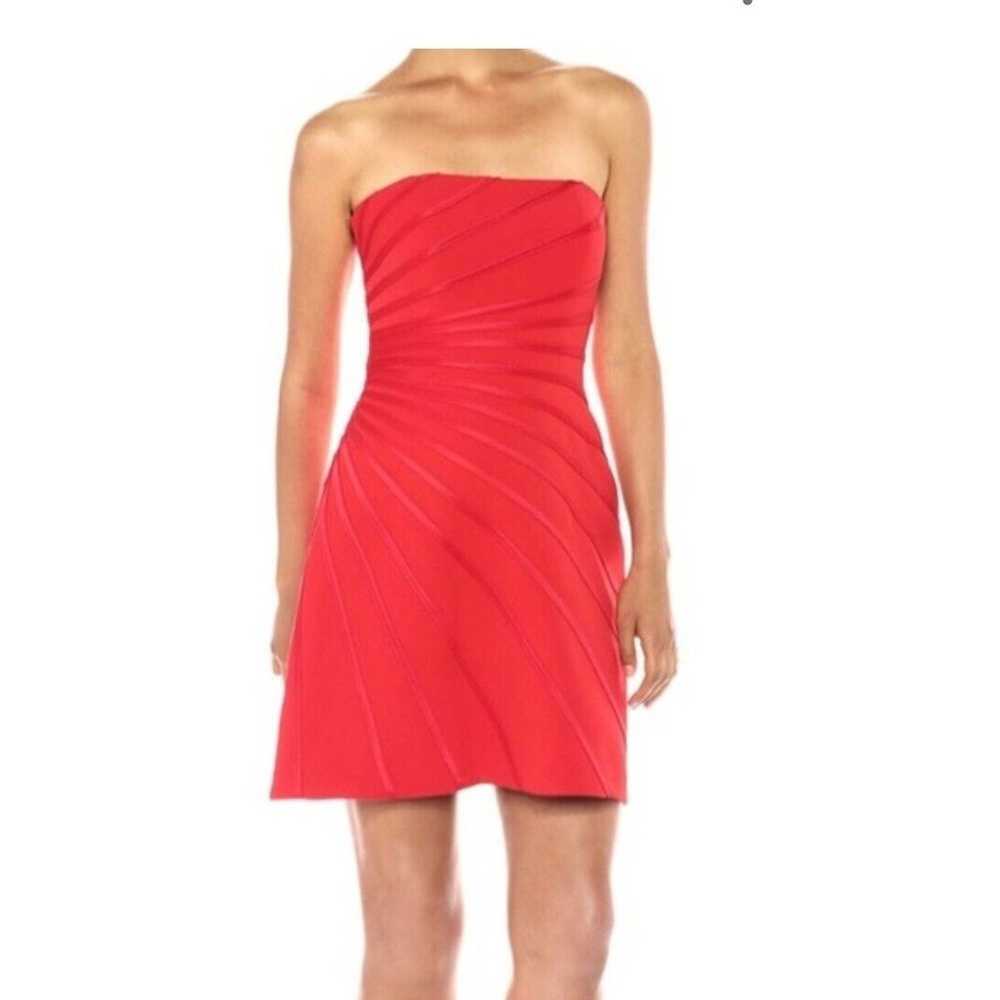 NWOT Halston Heritage Red Strapless Crepe Mini Dr… - image 1