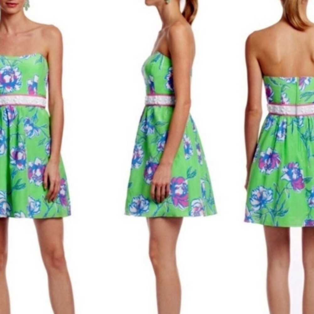 Lilly Pulitzer strapless floral dress size 4 - image 1
