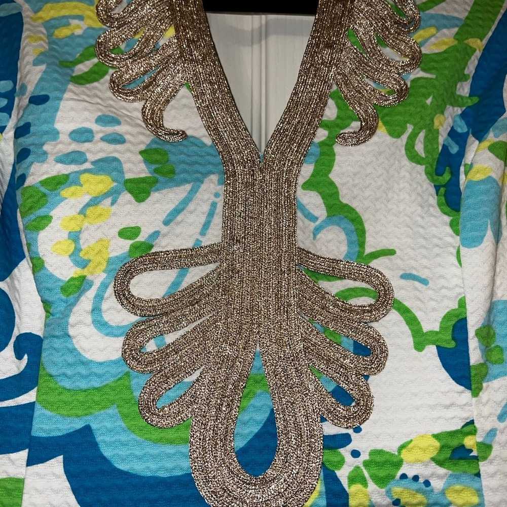 Lilly Pulitzer shift dress size 6. Mix of blue gr… - image 2