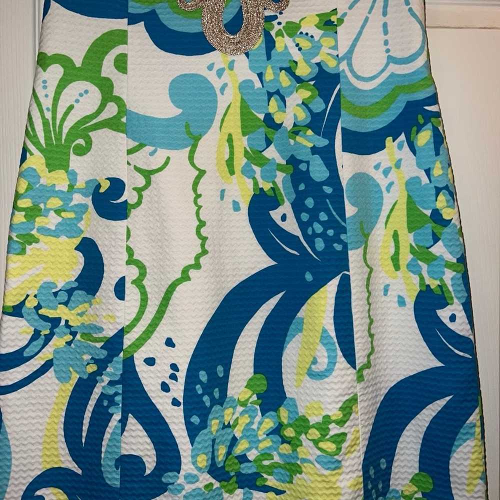Lilly Pulitzer shift dress size 6. Mix of blue gr… - image 3