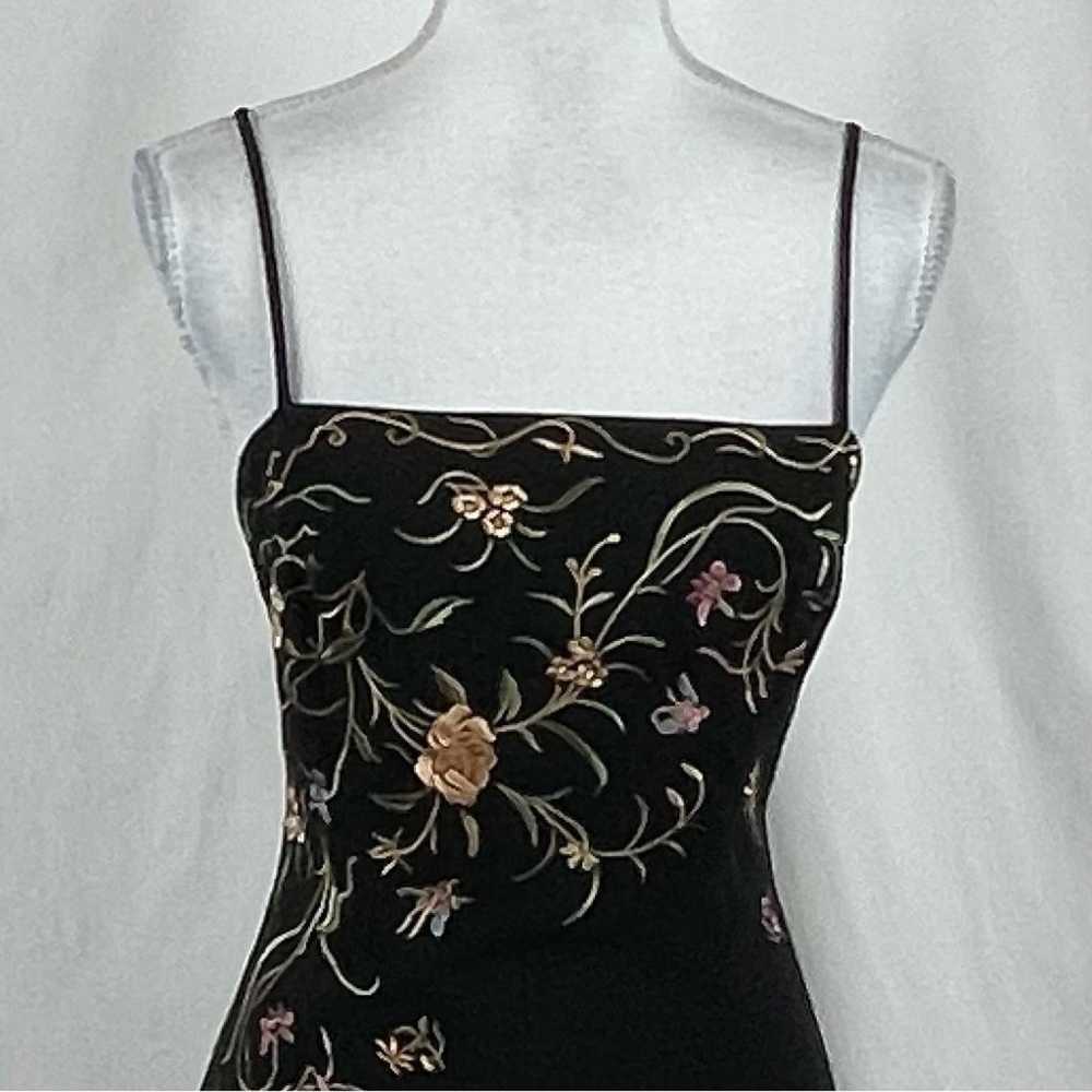 Maggy London Black W/Pink & Green Floral Embroide… - image 2