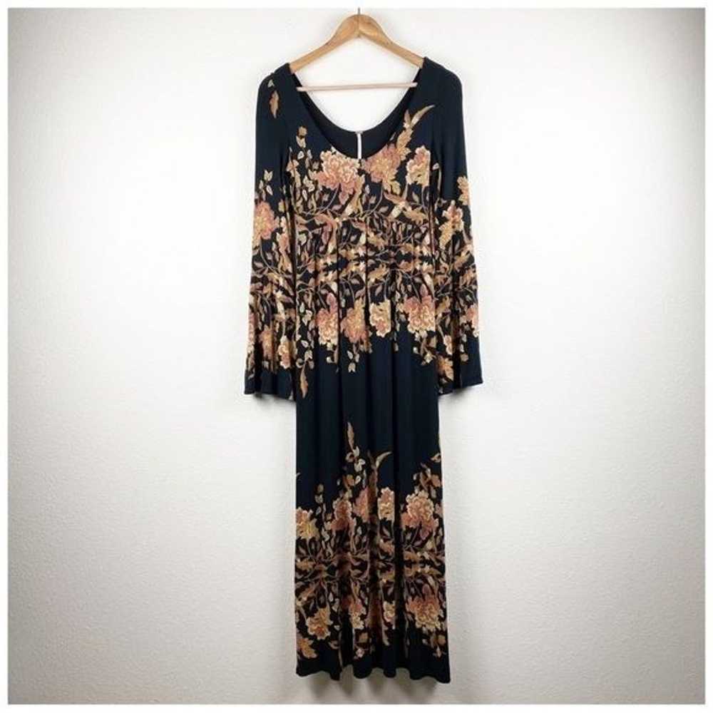Free People Midnight Garden Black Floral Long Sle… - image 4
