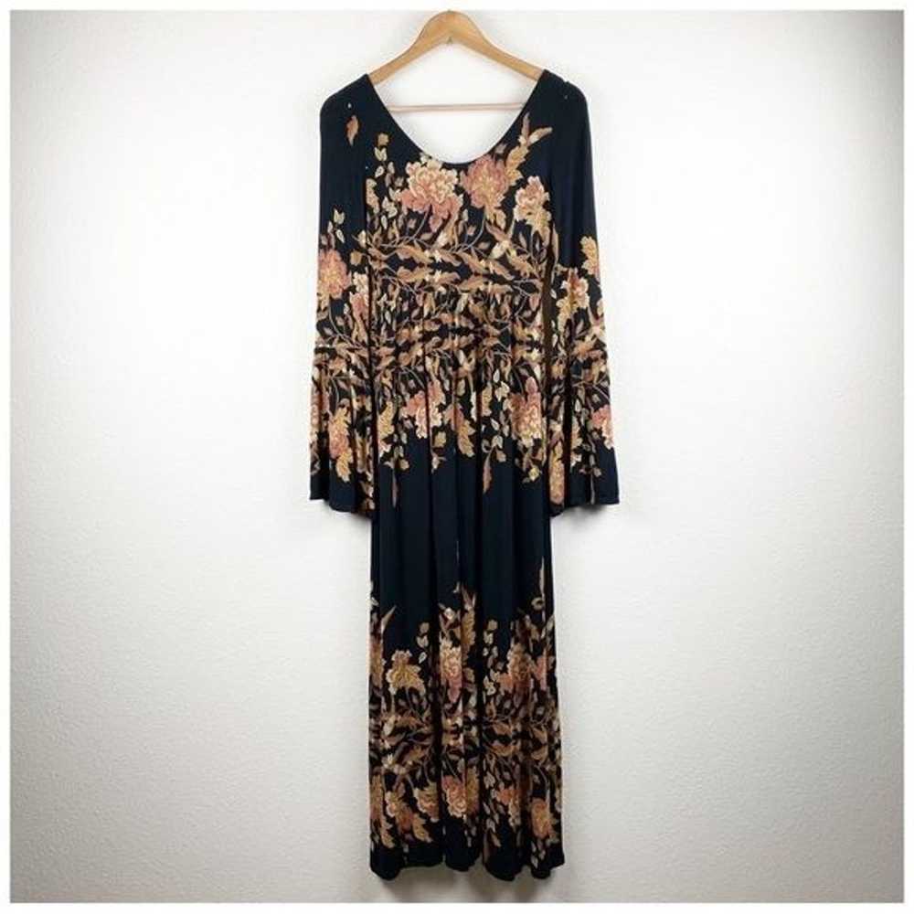 Free People Midnight Garden Black Floral Long Sle… - image 5