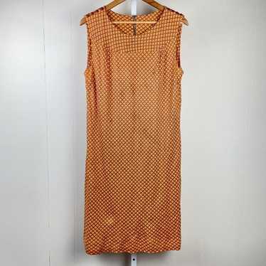 Vintage 60's Mod Sleeveless Midi Dress Orange Geo… - image 1