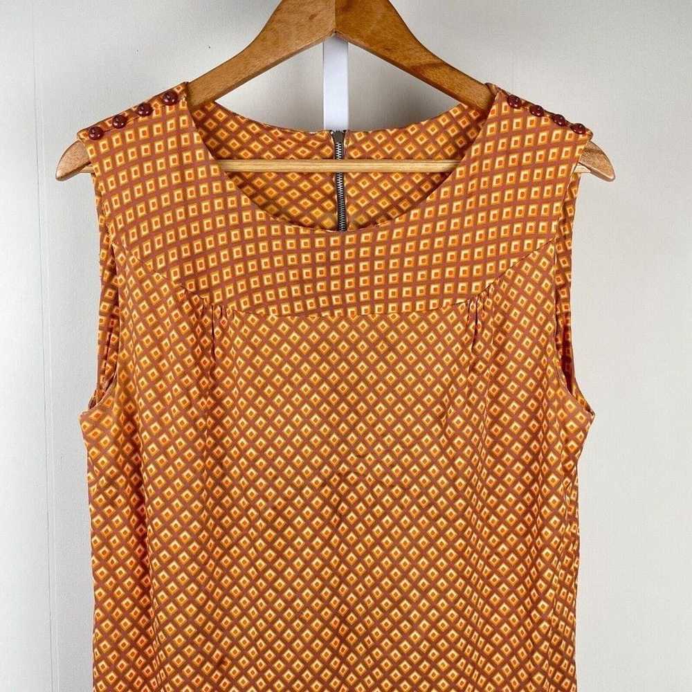 Vintage 60's Mod Sleeveless Midi Dress Orange Geo… - image 2