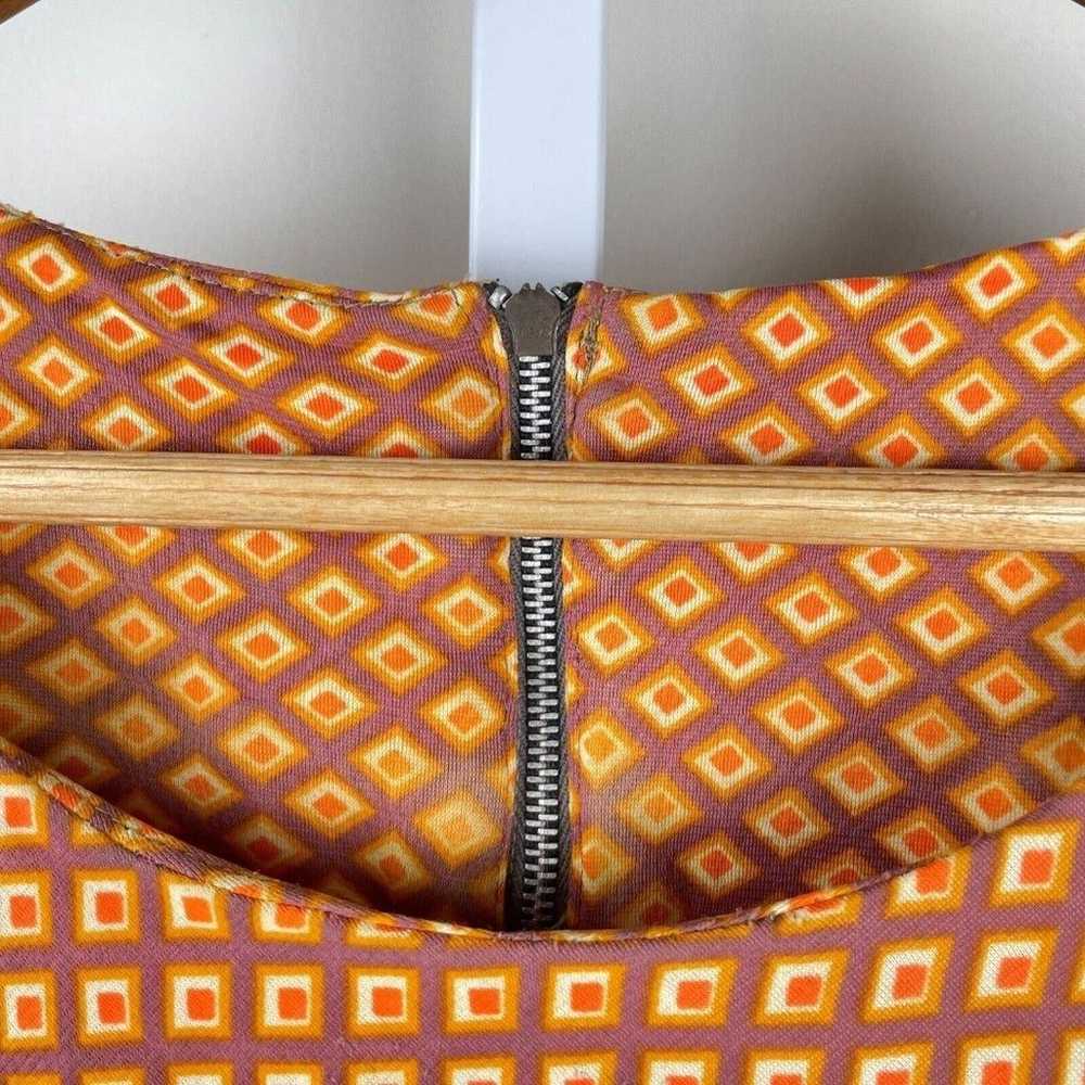Vintage 60's Mod Sleeveless Midi Dress Orange Geo… - image 5