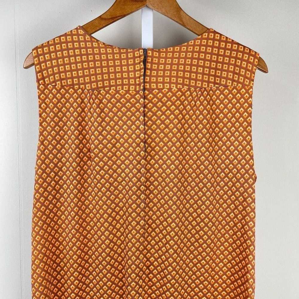 Vintage 60's Mod Sleeveless Midi Dress Orange Geo… - image 7