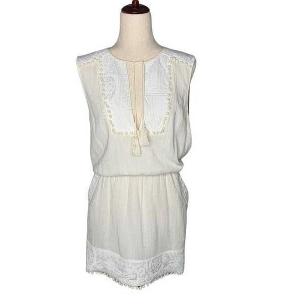 SAYLOR Cream Pom Pom Sleeveless Mini Dress| Size L - image 1