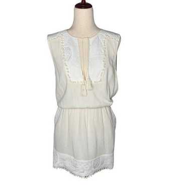 SAYLOR Cream Pom Pom Sleeveless Mini Dress| Size L - image 1