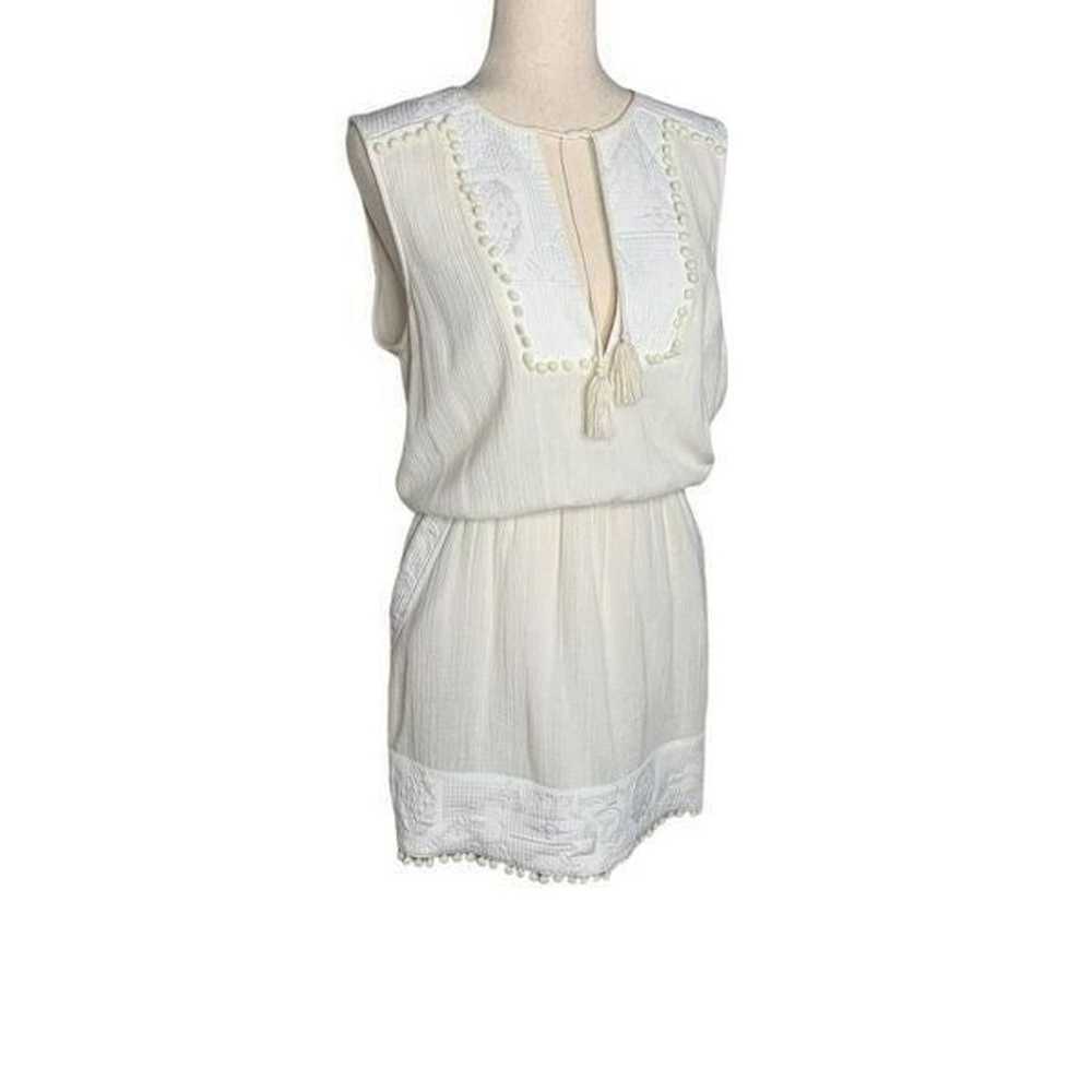 SAYLOR Cream Pom Pom Sleeveless Mini Dress| Size L - image 3